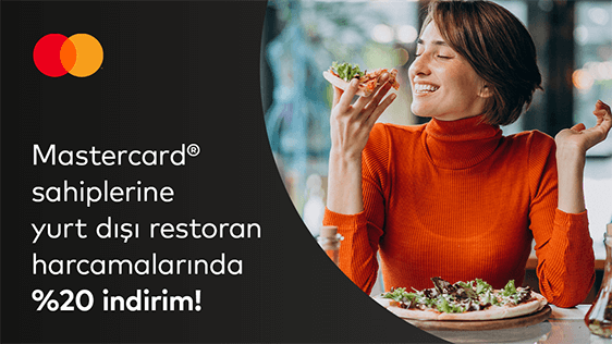 Silver logolu Mastercard'ınıza özel yurt dışı restoran ve kafe ödemelerinde %20 indirim!